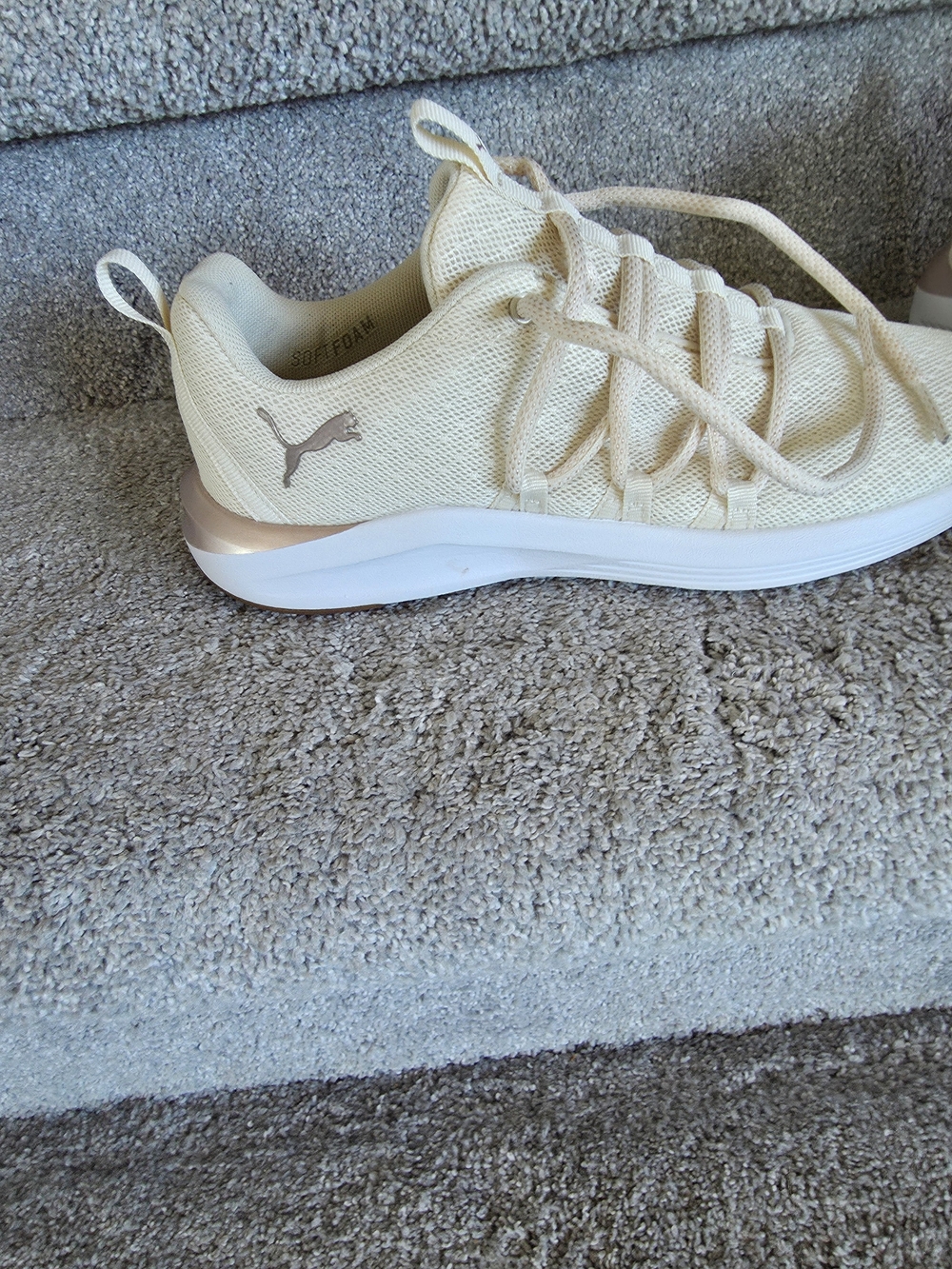 Puma Cream Knit Sneaker with Rose Gold Accent